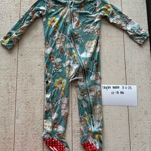 Posh Peanut Kids One Piece Footies - Teal with Red Accents